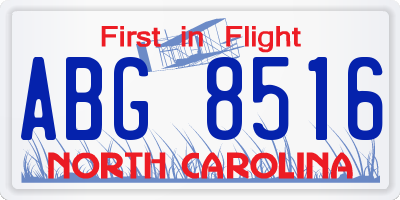 NC license plate ABG8516