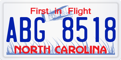 NC license plate ABG8518