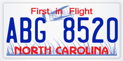 NC license plate ABG8520