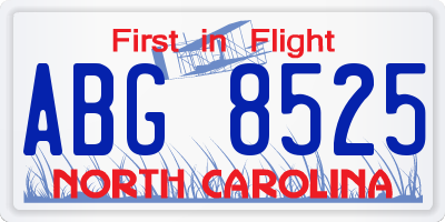 NC license plate ABG8525