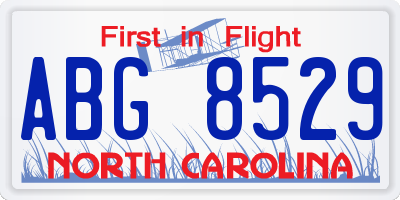 NC license plate ABG8529