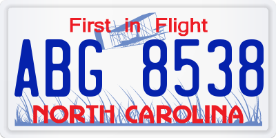 NC license plate ABG8538