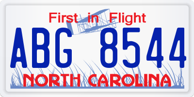 NC license plate ABG8544