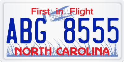NC license plate ABG8555