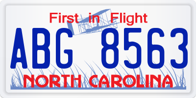 NC license plate ABG8563
