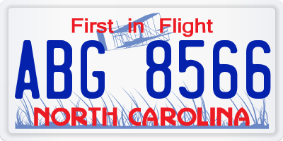 NC license plate ABG8566