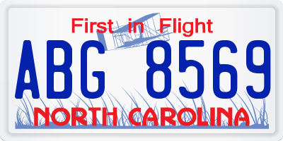NC license plate ABG8569