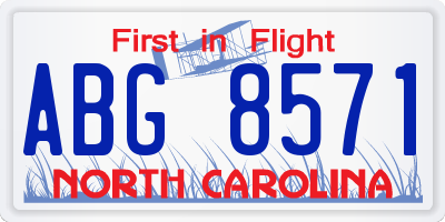 NC license plate ABG8571