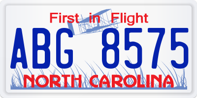 NC license plate ABG8575