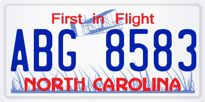 NC license plate ABG8583