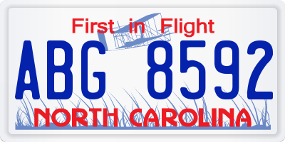 NC license plate ABG8592