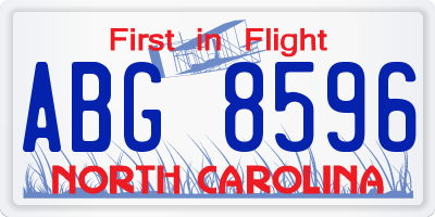 NC license plate ABG8596