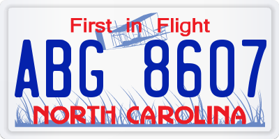 NC license plate ABG8607