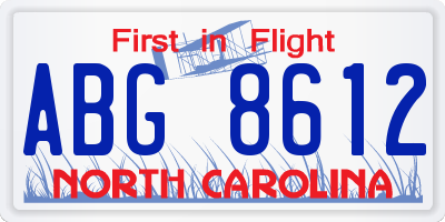NC license plate ABG8612