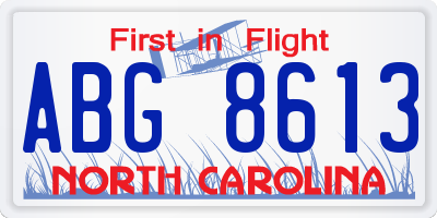 NC license plate ABG8613