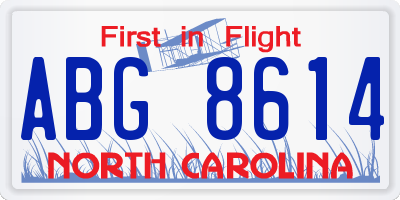 NC license plate ABG8614