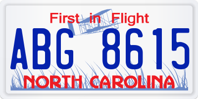 NC license plate ABG8615