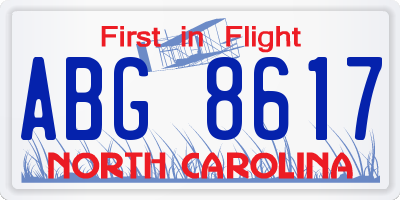 NC license plate ABG8617
