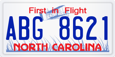 NC license plate ABG8621