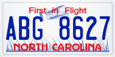 NC license plate ABG8627