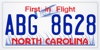 NC license plate ABG8628