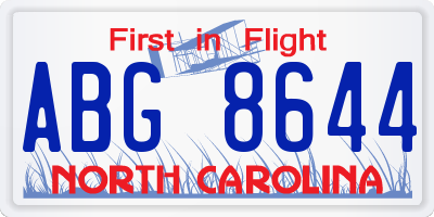 NC license plate ABG8644