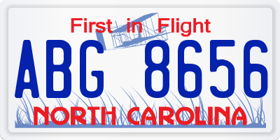 NC license plate ABG8656