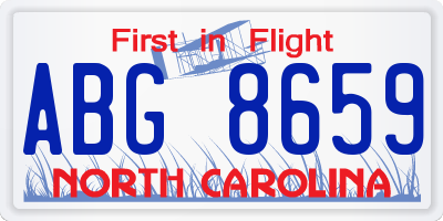 NC license plate ABG8659