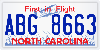 NC license plate ABG8663
