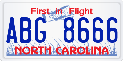 NC license plate ABG8666