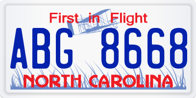 NC license plate ABG8668