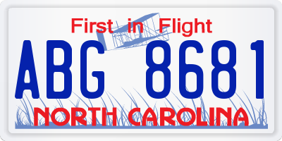 NC license plate ABG8681