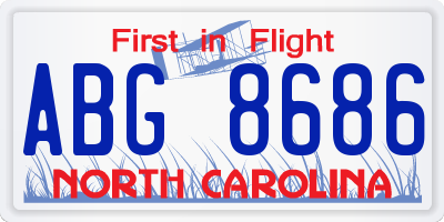 NC license plate ABG8686