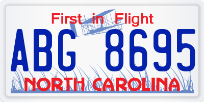 NC license plate ABG8695