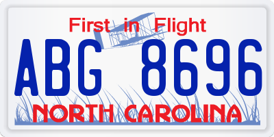 NC license plate ABG8696