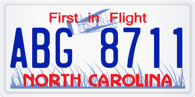 NC license plate ABG8711