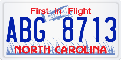 NC license plate ABG8713