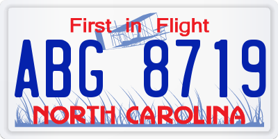 NC license plate ABG8719