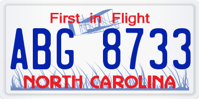 NC license plate ABG8733