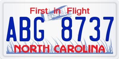 NC license plate ABG8737