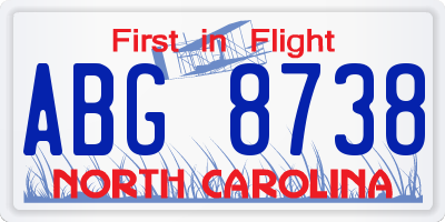 NC license plate ABG8738