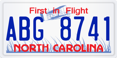 NC license plate ABG8741