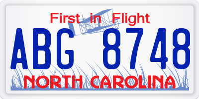 NC license plate ABG8748