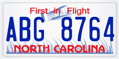NC license plate ABG8764