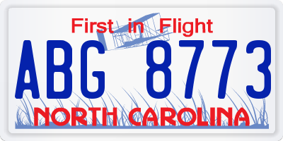 NC license plate ABG8773
