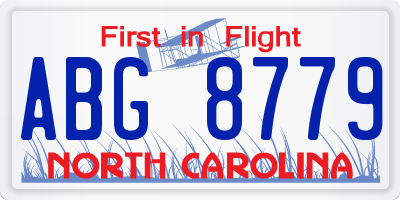 NC license plate ABG8779