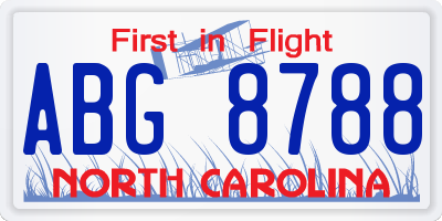 NC license plate ABG8788