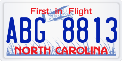 NC license plate ABG8813
