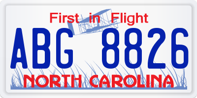 NC license plate ABG8826