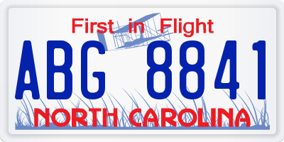 NC license plate ABG8841